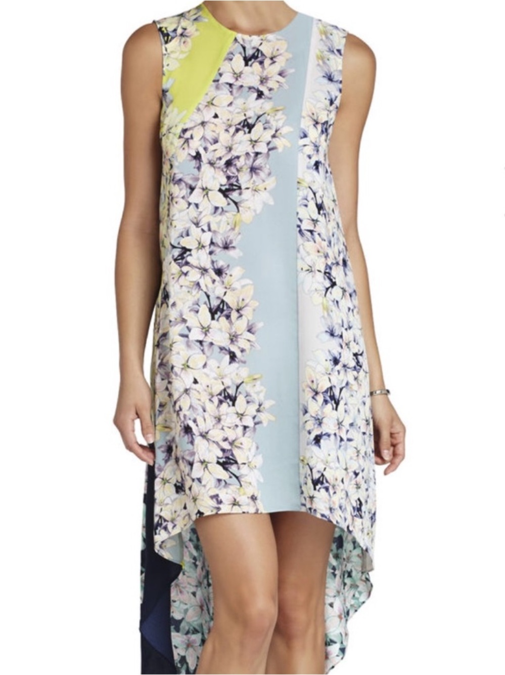 BCBGMaxAzria Helene Floral High-Low Dress Size M Asymmetrical Chic Party Boho